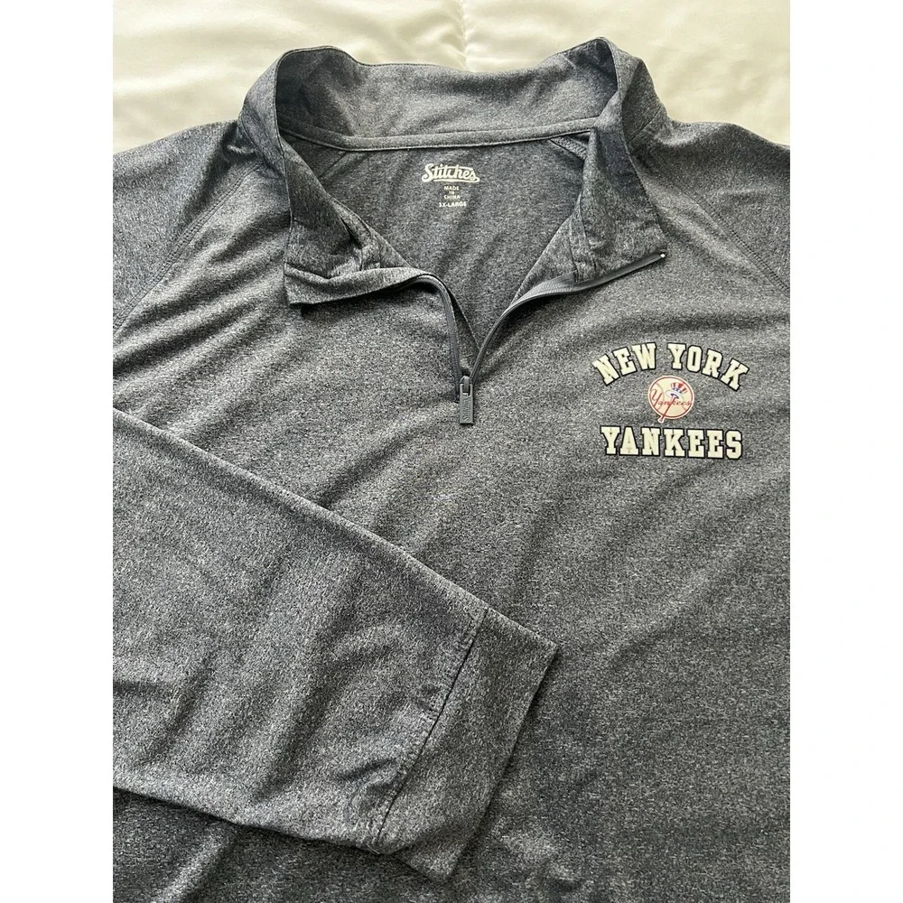 Stitches New York Yankees Quarter Zip Pullover‎ 3XL Gray MLB (169)